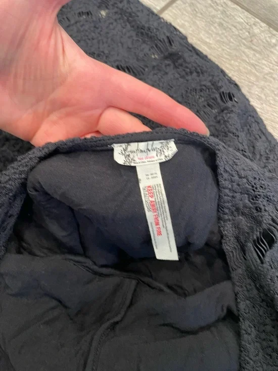 Free People Black Lace Mini Dress with High Neck - Picture 4 of 9